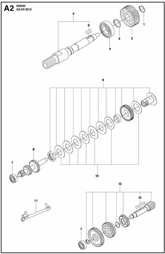 DM 340 Gear Box Assembly-2 Parts