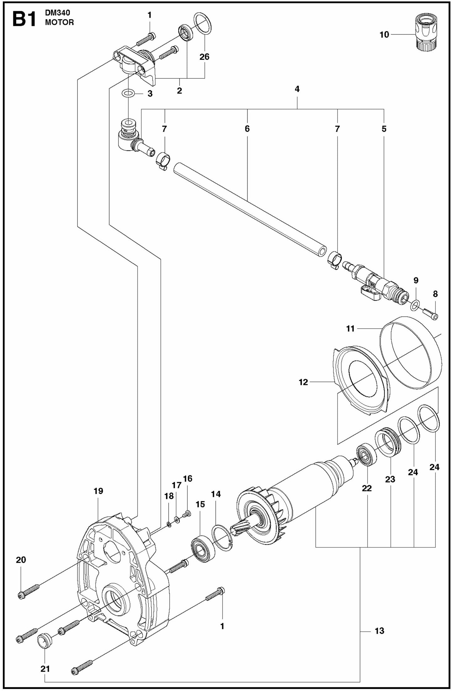 DM 340 Motor Assembly-1 Parts