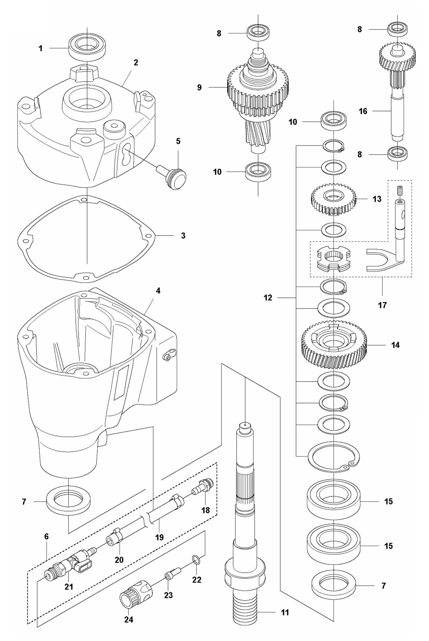 DMS 240 Gear Box Assembly Parts