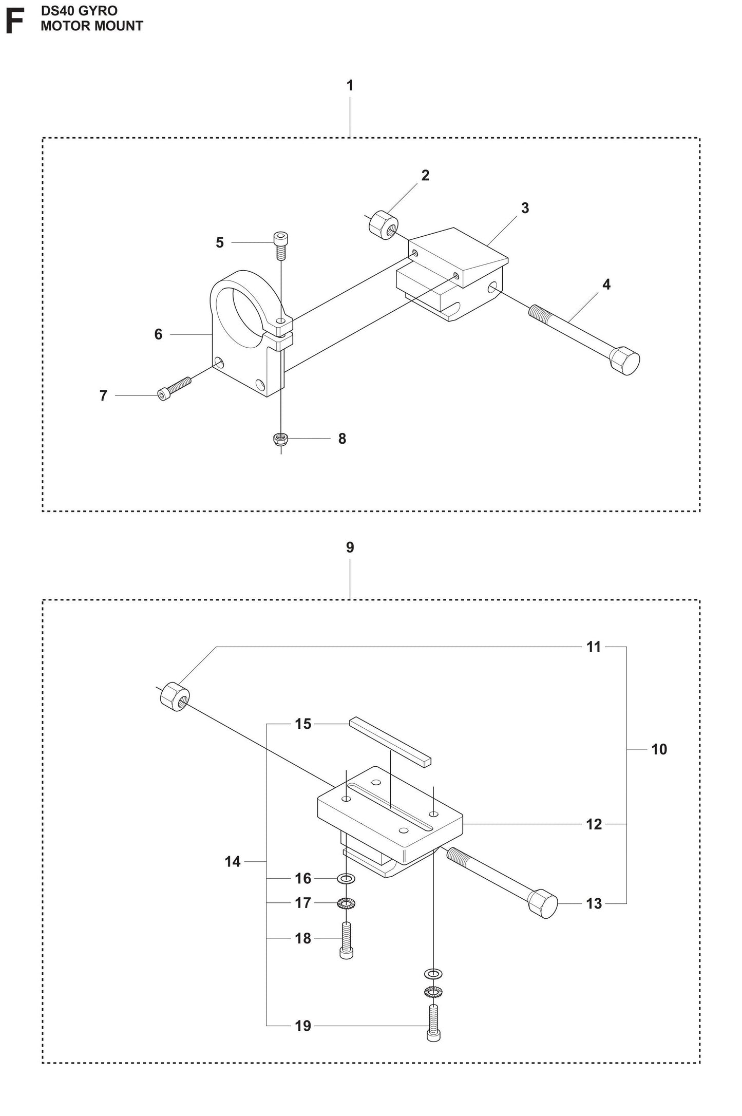 DS 40 Gyro Motor Mount Assembly Parts