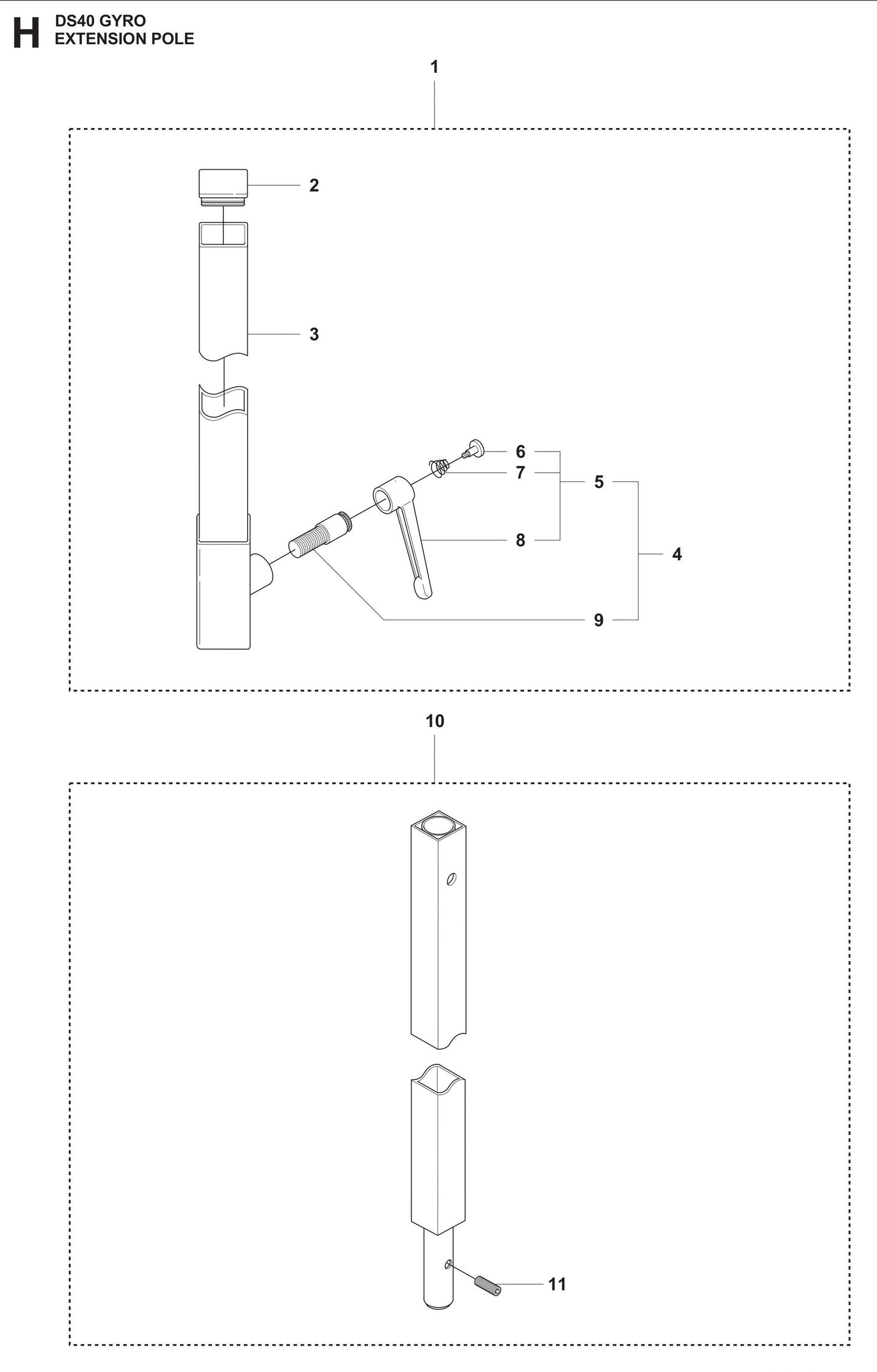 DS 40 Gyro Extension Pole Assembly Parts