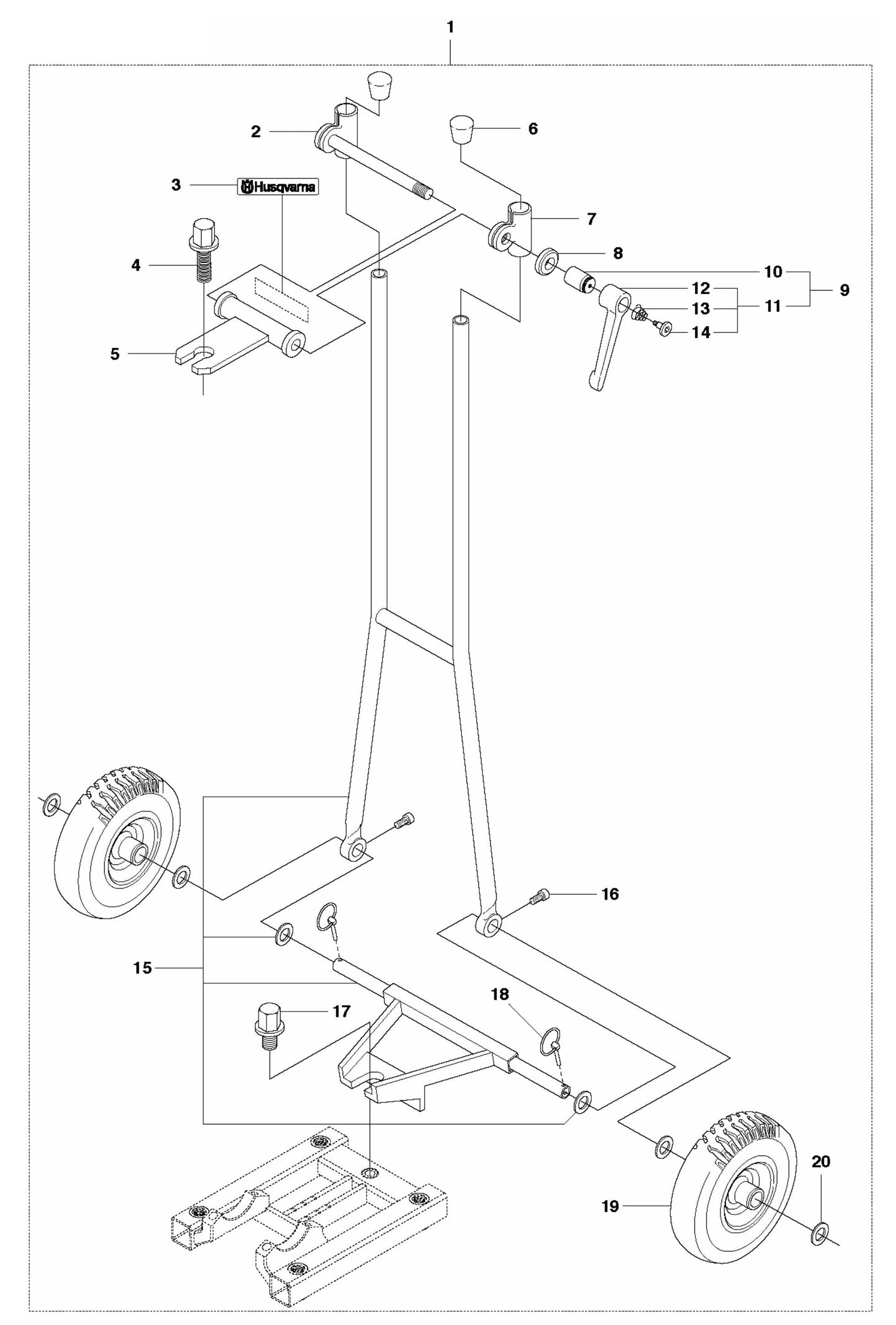 DS 70ATS Back Support Assembly Parts by Husqvarna