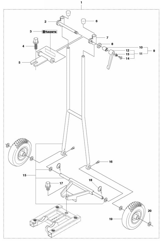 DS 70AT Back Support Assembly Parts by Husqvarna