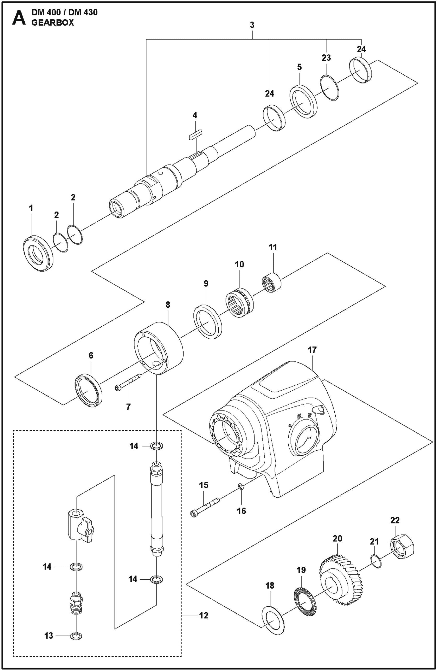 DM 400/ DM 430 Gearbox Parts For DM 400 By Husqvarna