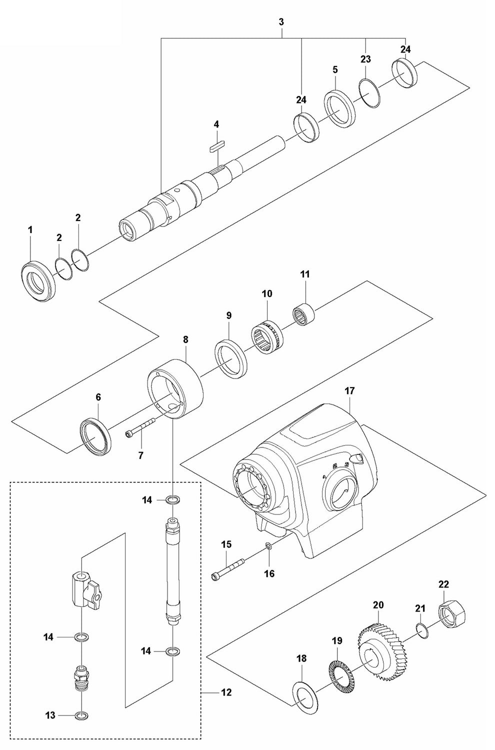 DM 400 Gearbox Assembly Parts-1 by Husqvarna