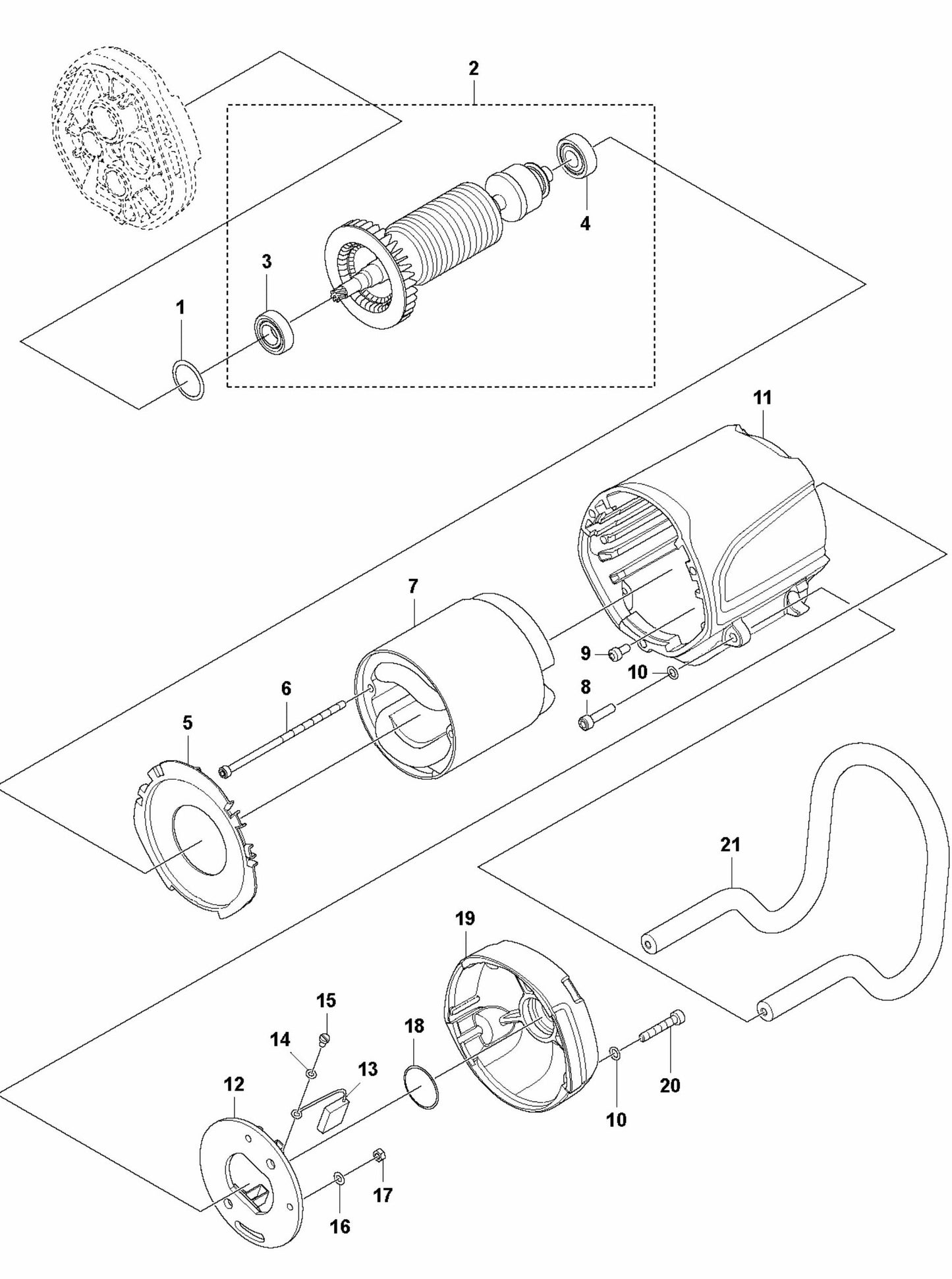 DM 400 Motor Assembly Parts by Husqvarna