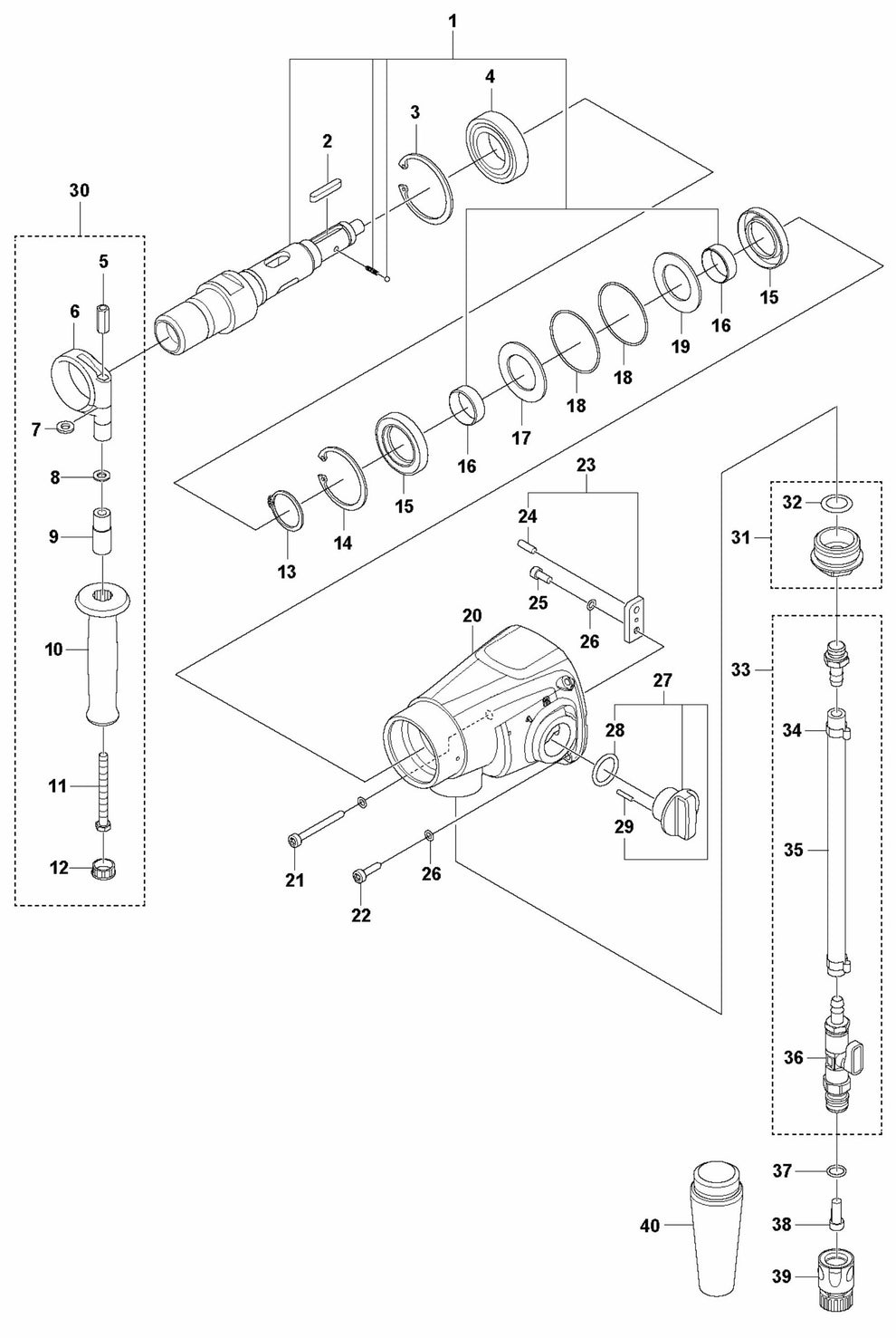 DM 540i Gearbox Assembly Parts by Husqvarna