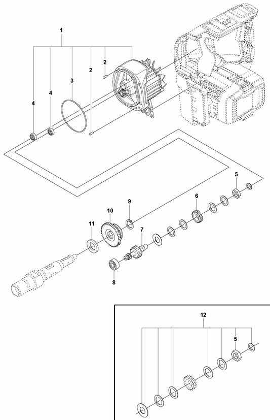 DM 540i Motor Assembly Parts by Husqvarna