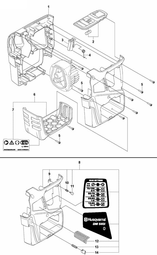 DM 540i Rear Handle Assembly Parts by Husqvarna