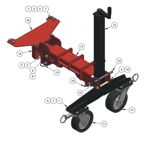 RP235, RP245 Polishing Trowels Dolly Jack Assembly Parts by Allen Engineering