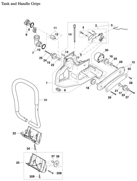 DPC6410, DPC6411 Tank and Handle Grips Assembly Parts