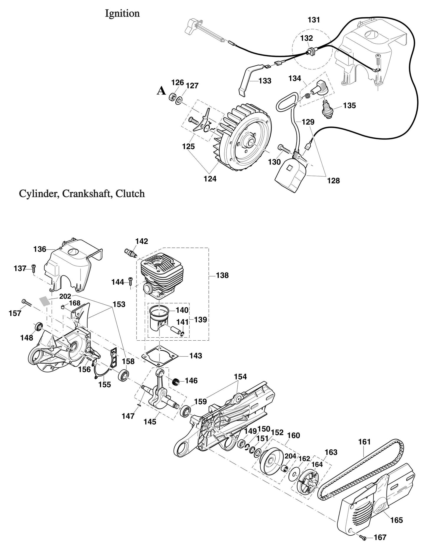 DPC6410, DPC6411 Ignition, Cylinder, Crankshaft, Clutch Assembly Parts