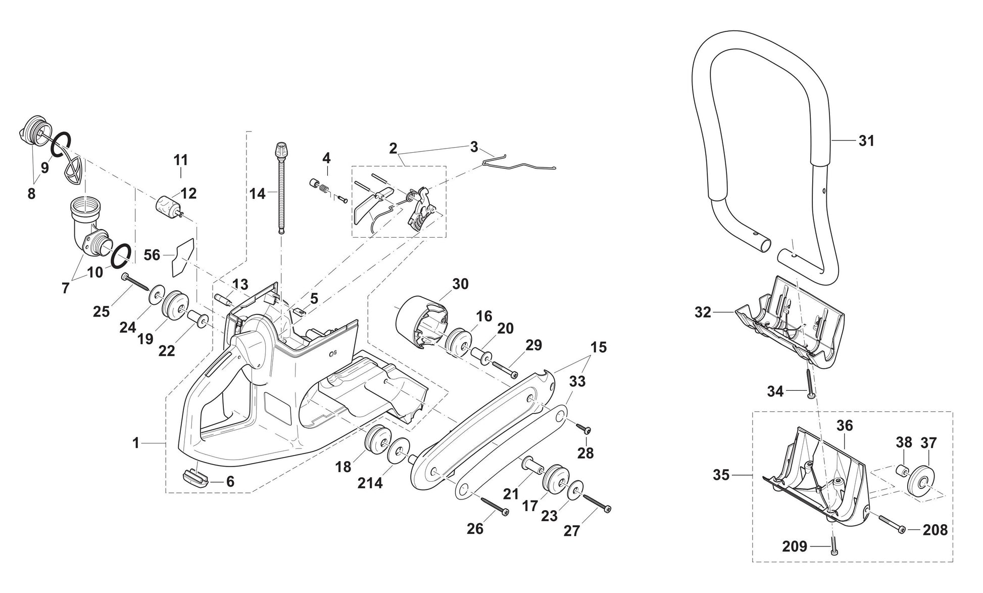 DPC8112 Tank and Handle Grips Assembly Parts