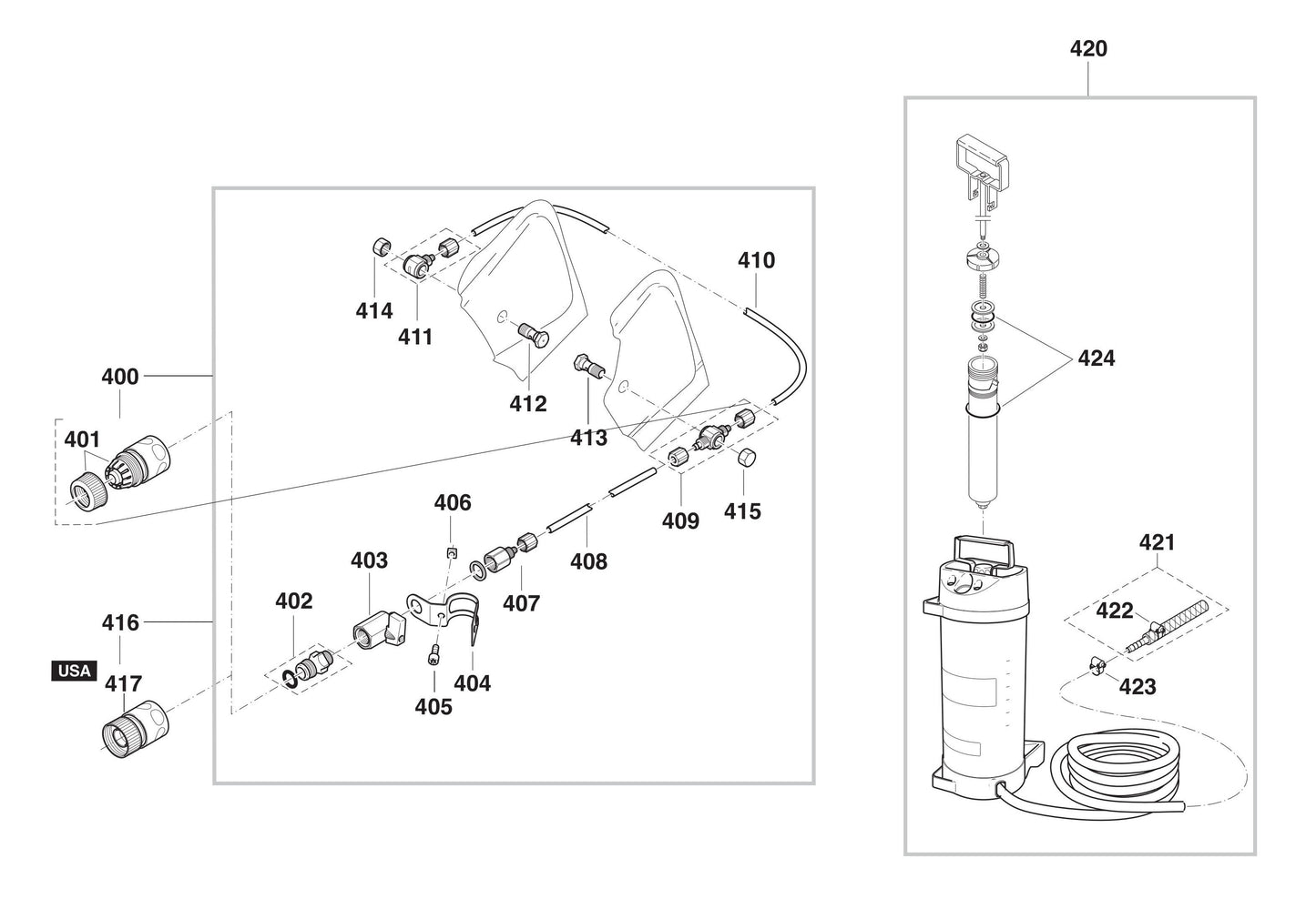 DPC8112 Water Attachment and Pressurised Water Tank Assembly Parts
