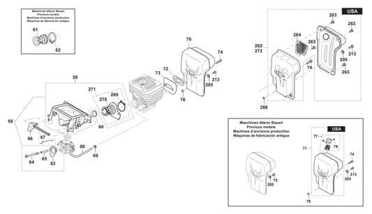 DPC8112 Muffler, Connecting Muff Assembly Parts