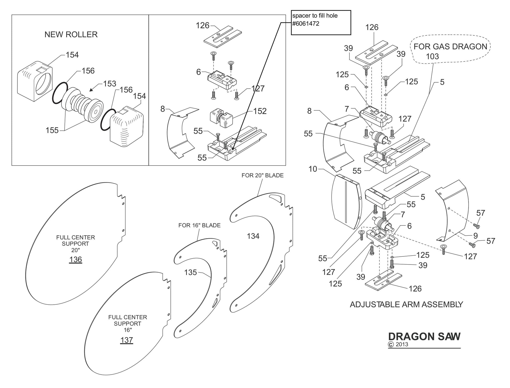 HDS60/GDS60 EDS60 Dragon Saw Assembly Parts