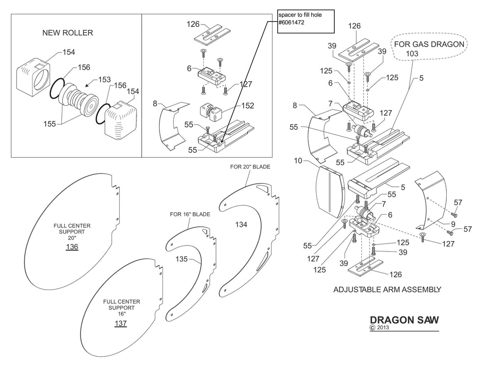 HDS60/GDS60 EDS60 Dragon Saw Assembly Parts