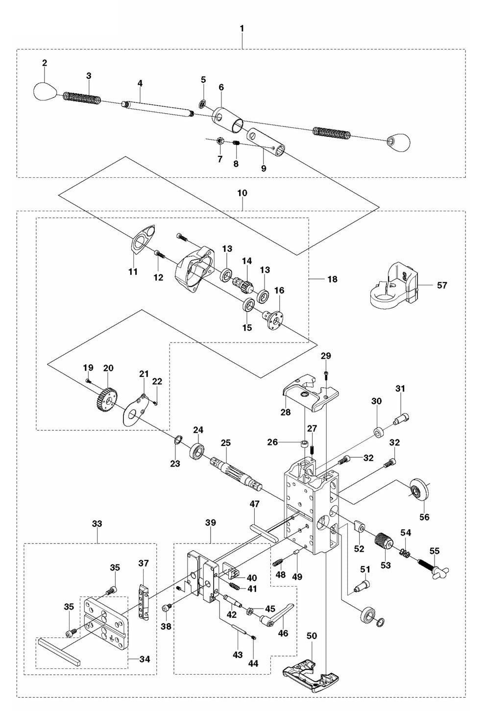 DS 250 Carriage Assembly Parts by Husqvarna