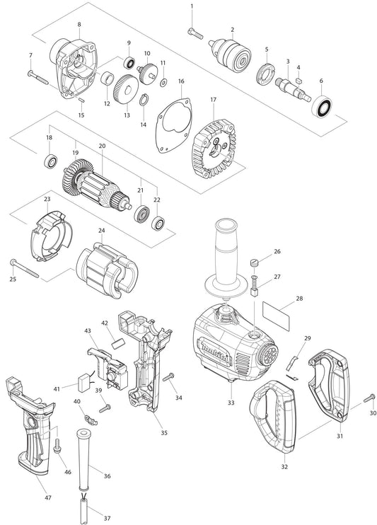 DS4012 Drill Assembly Parts By Makita