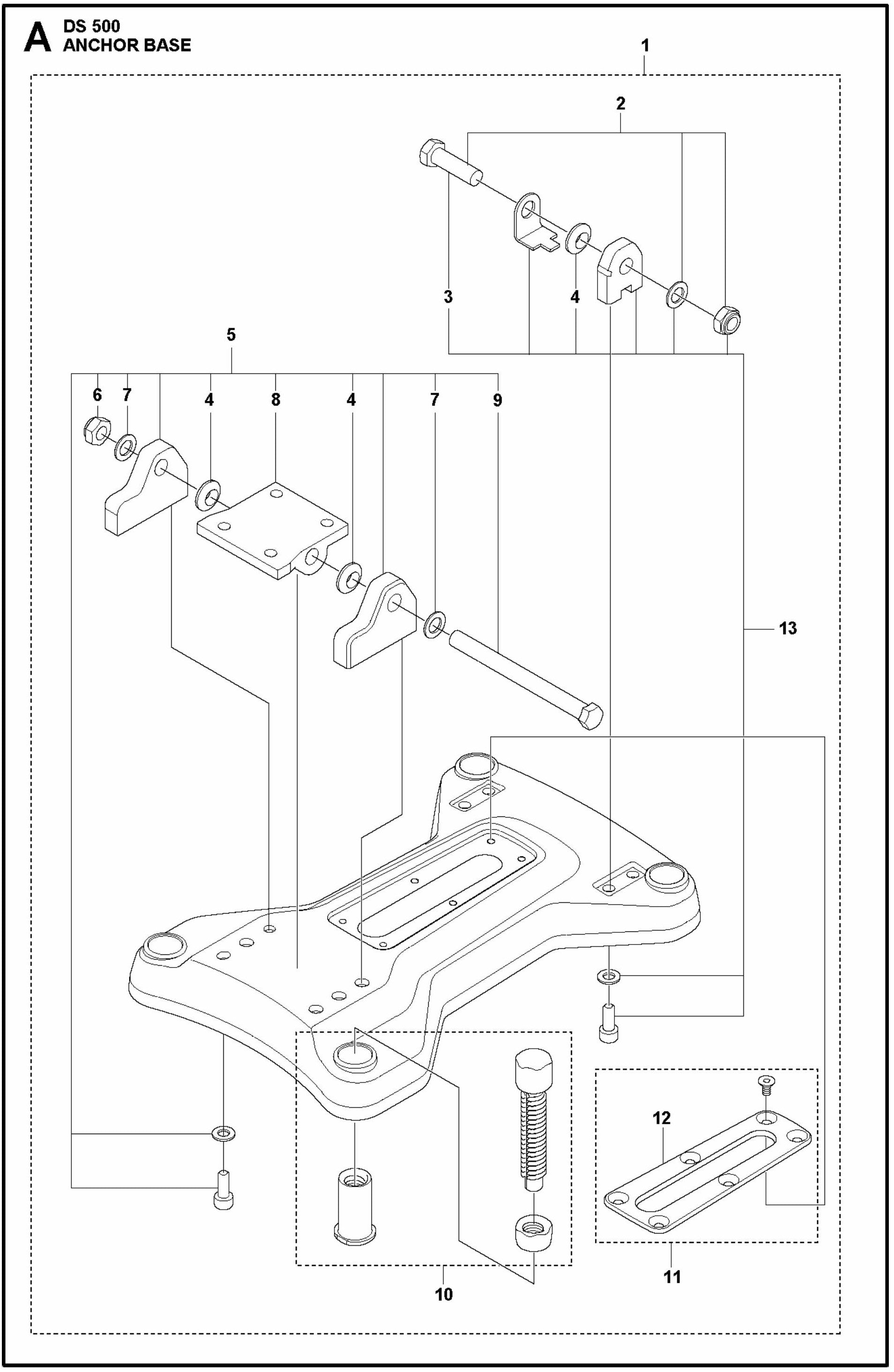 DS 500 Anchor Base Assembly Parts