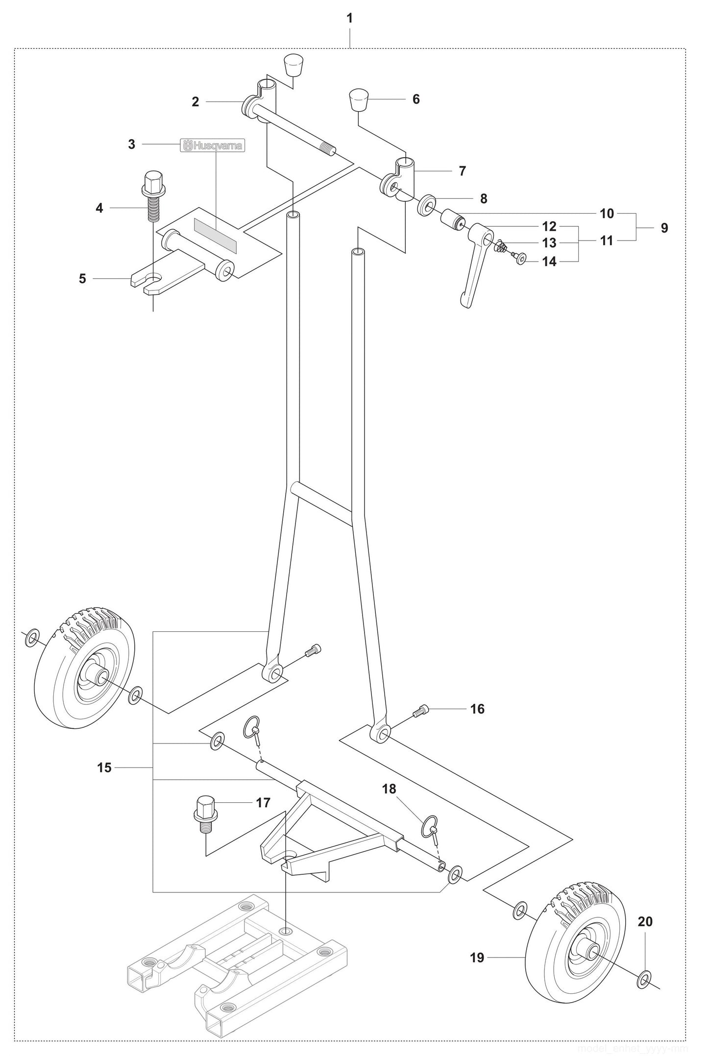 DS 50ATS Back Support Assembly Parts by Husqvarna