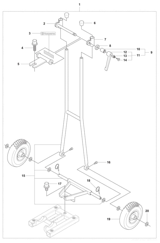 DS 50AT Back Support Assembly Parts by Husqvarna
