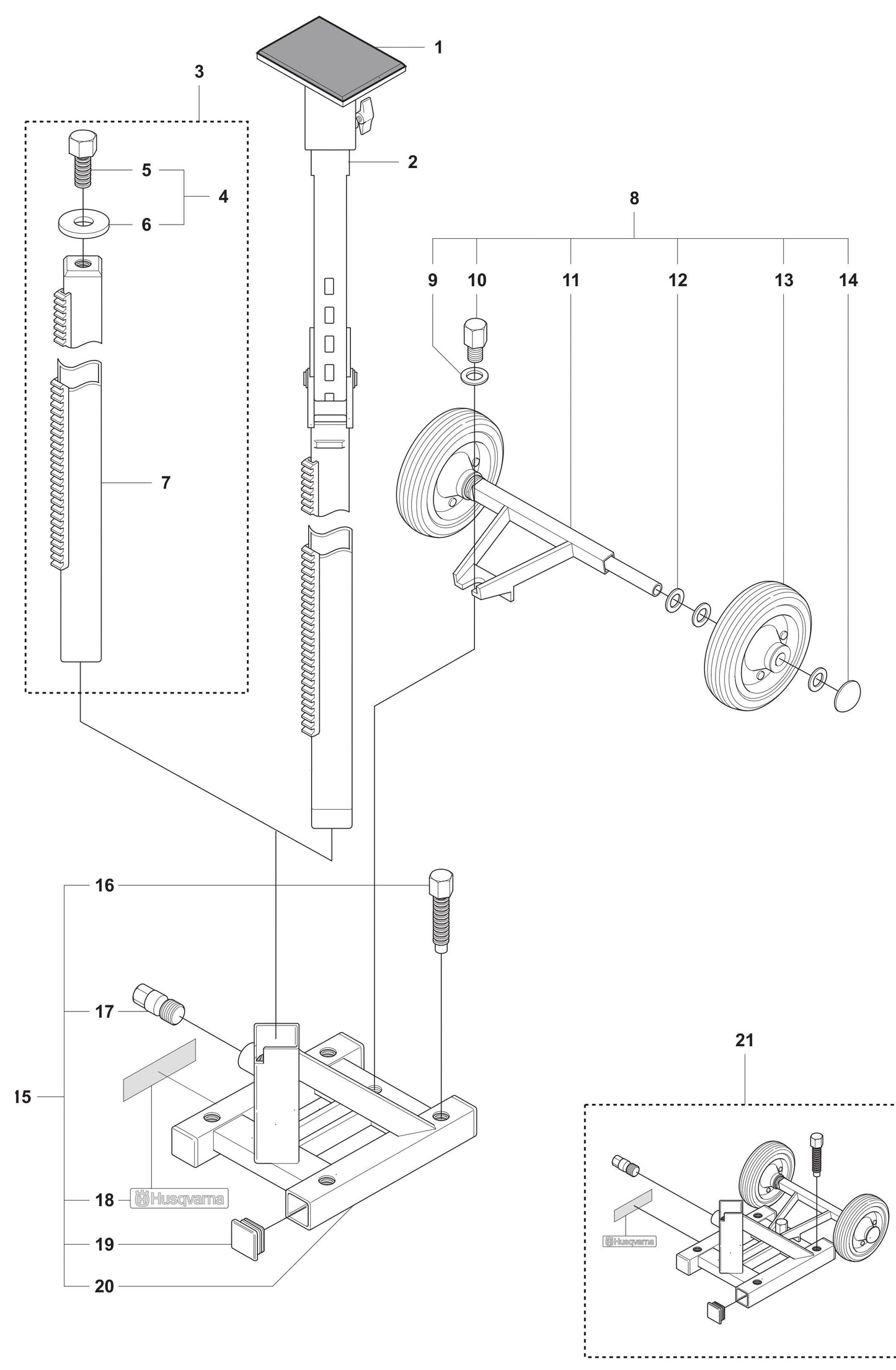 DS 50 Basic Base Plate Assembly Parts by Husqvarna