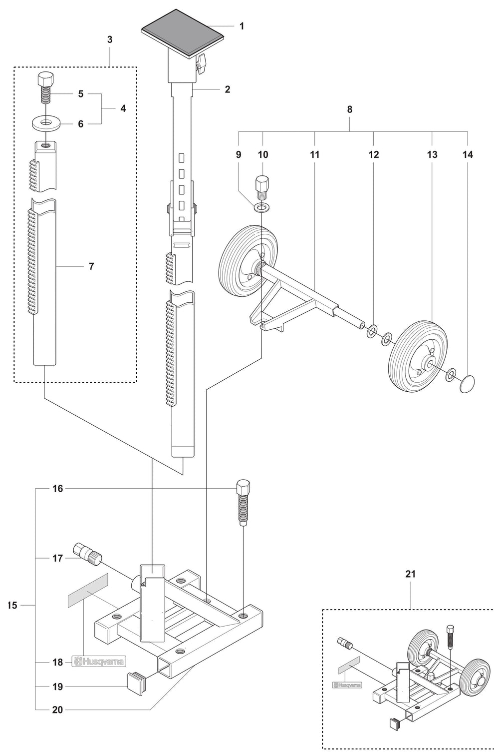 DS 50 Basic Base Plate Assembly Parts by Husqvarna