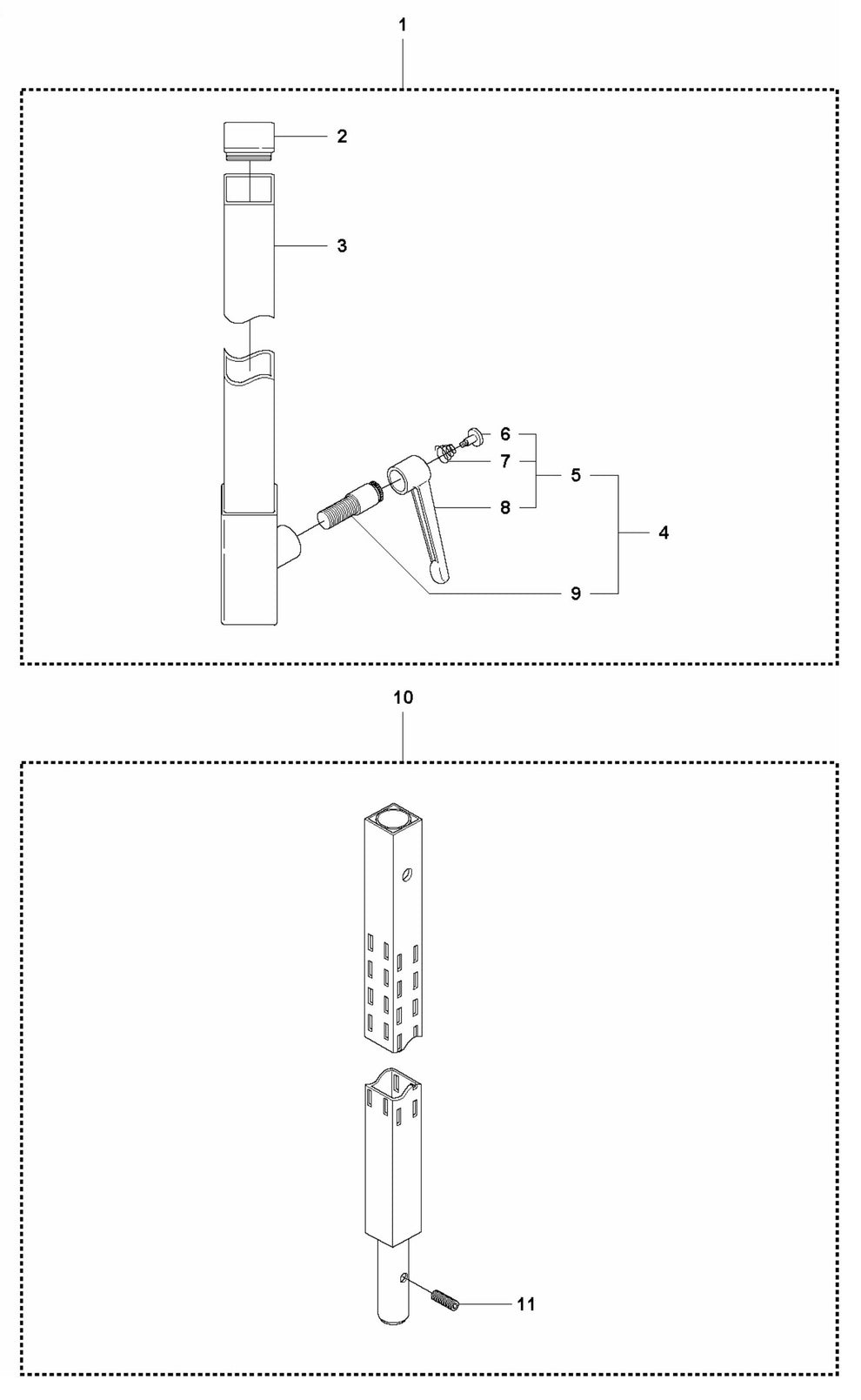 DS 50 Gyro Expandable Pole Assembly Parts by Husqvarna