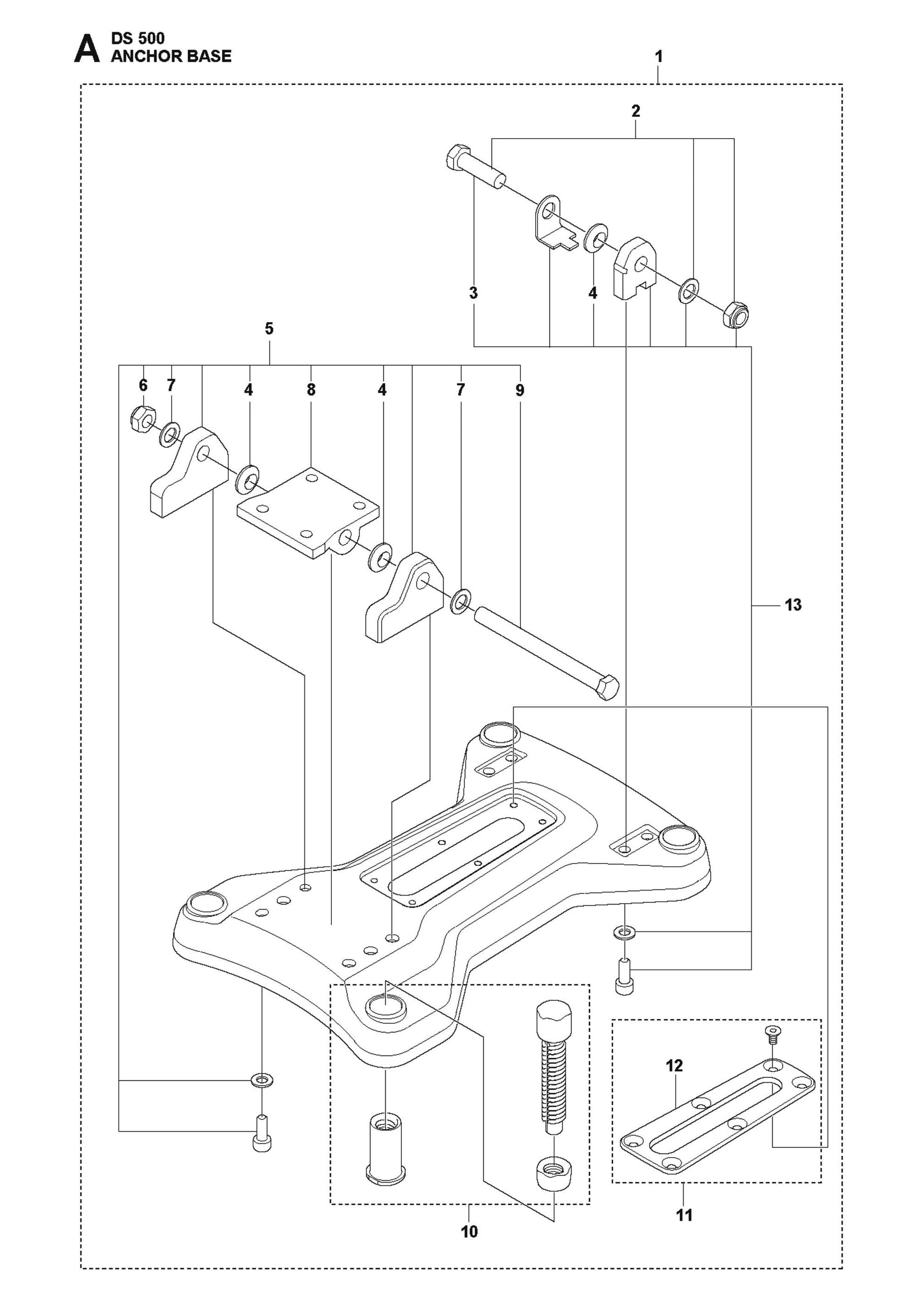 Anchor Base Parts for DS 500 By Husqvarna