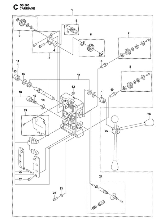 Carriage Parts for DS 500 By Husqvarna