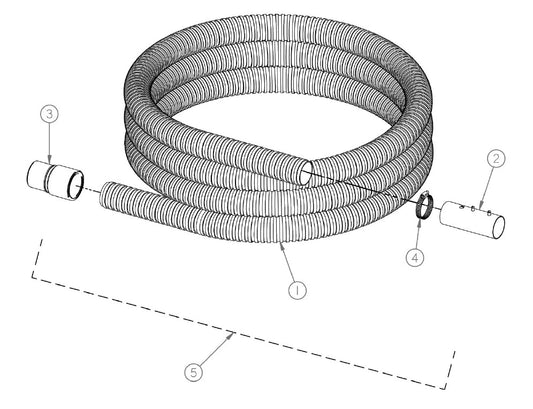 DUST-COLLECTOR Replacement Parts Diagram 2 Inch Hose Assembly VS220 DUST-COLLECT-R Parts By General Equipment