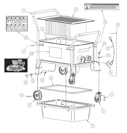 DUST-COLLECTOR Replacement Parts Diagram Lower Housing VS220 DUST-COLLECT-R Parts By General Equipment