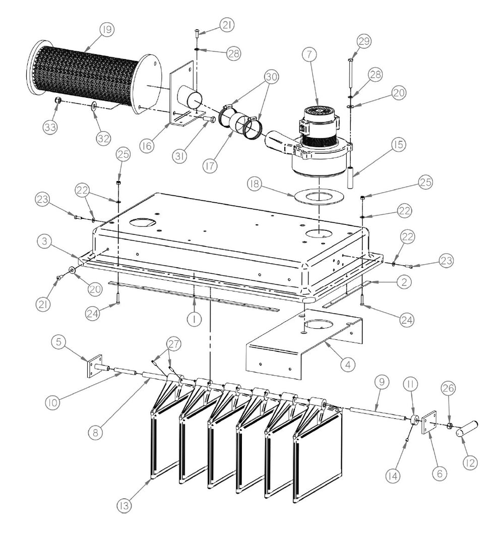 DUST-COLLECTOR Replacement Parts Diagram Motor Housing VS220 DUST-COLLECT-R Parts By General Equipment
