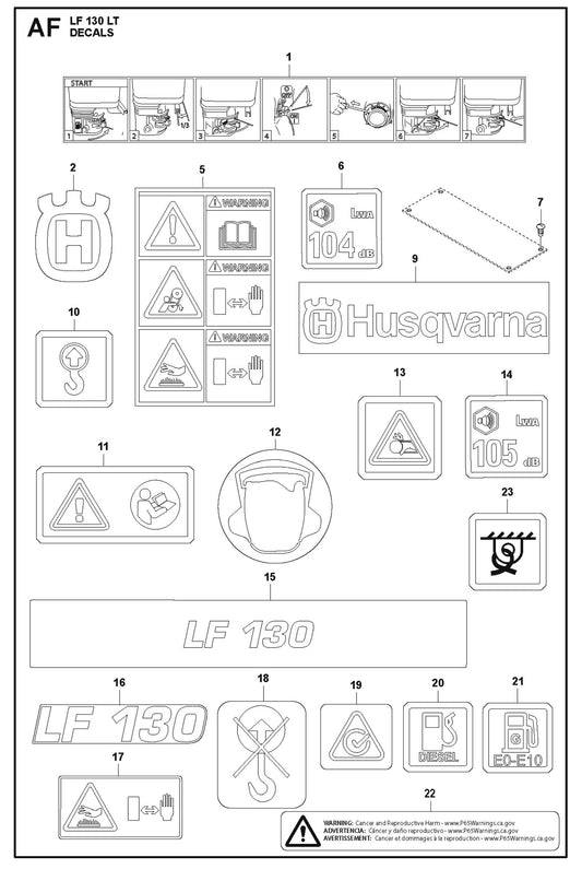Decals Parts For LF 130 LT Petrol By Husqvarna