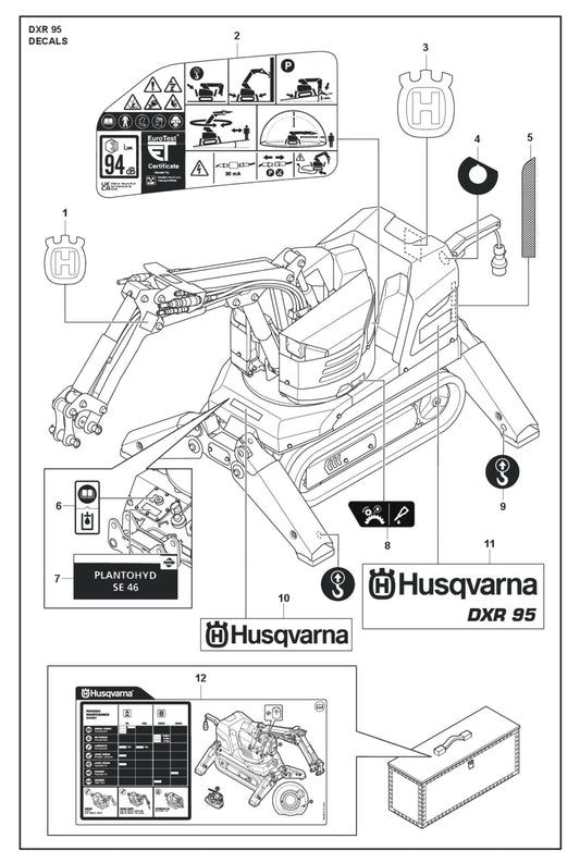 Decals Parts for DXR 95 By Husqvarna