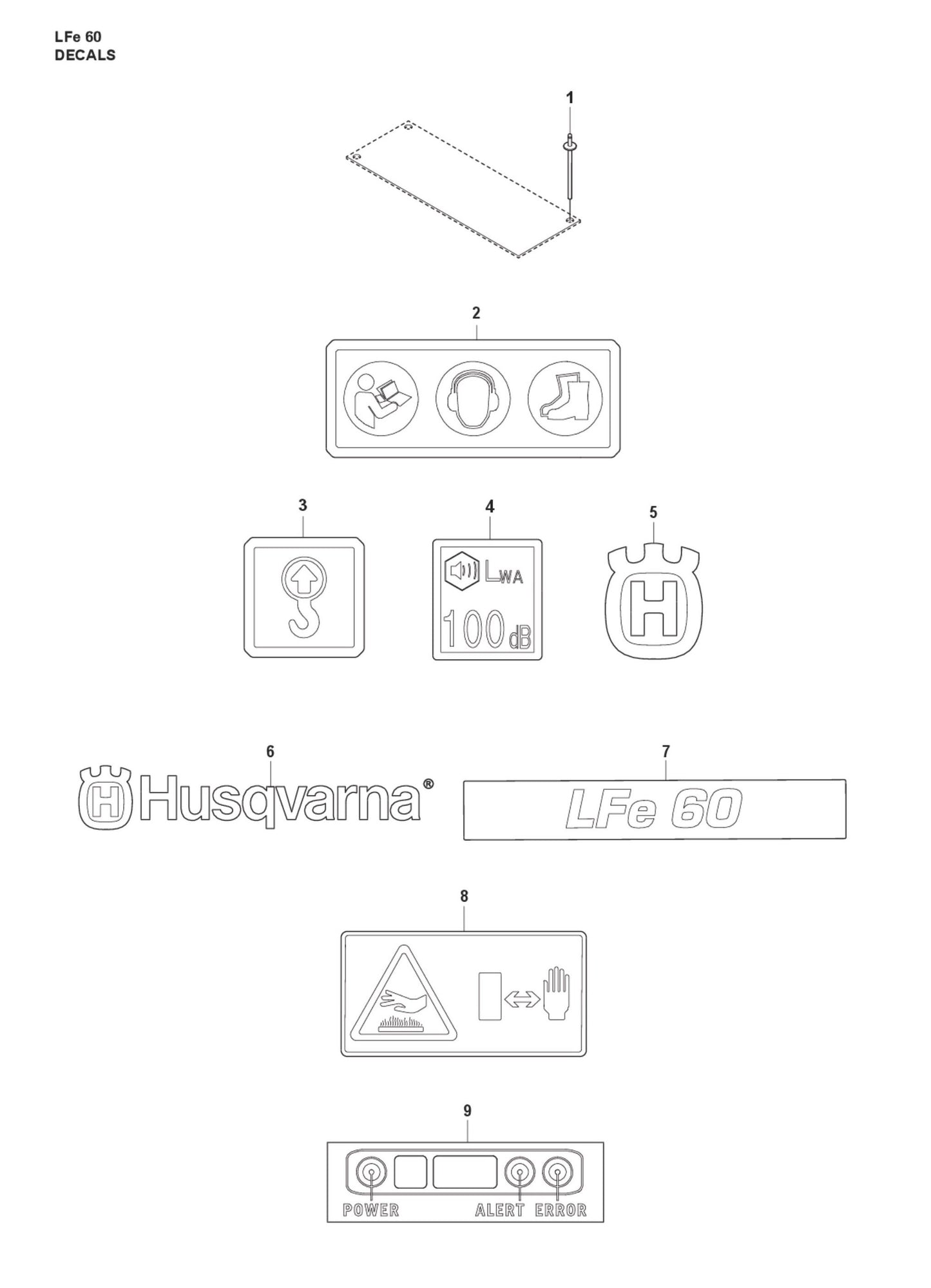 Decals Parts For LFe 60 By Husqvarna