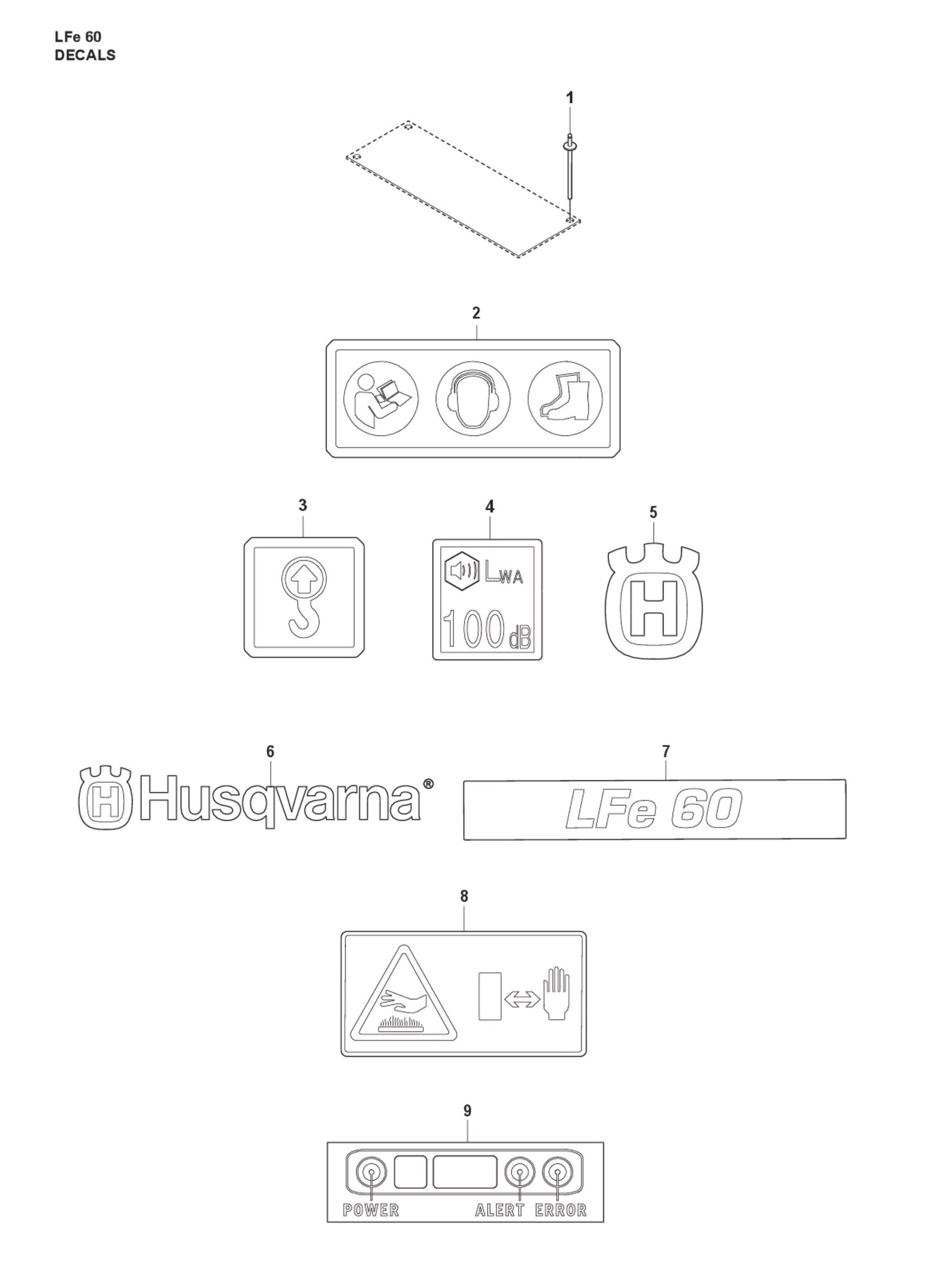 Decals Parts For LFe 60 By Husqvarna