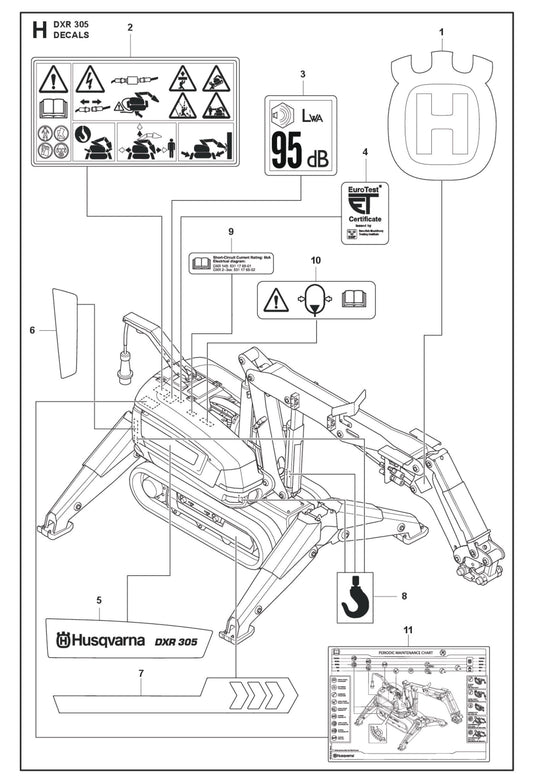 Decals Parts for DXR 305 By Husqvarna