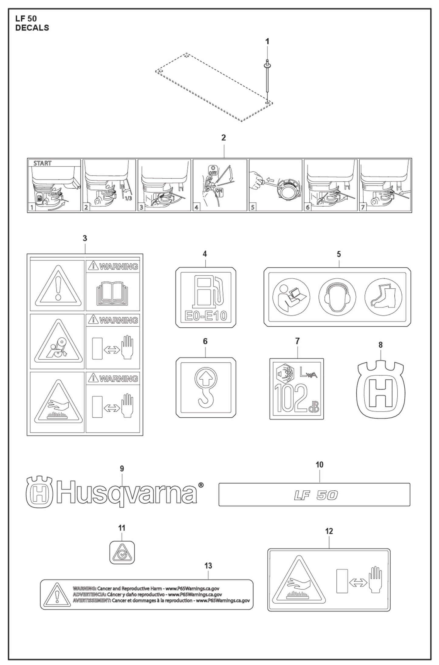 Decals Parts For LF 50 L By Husqvarna