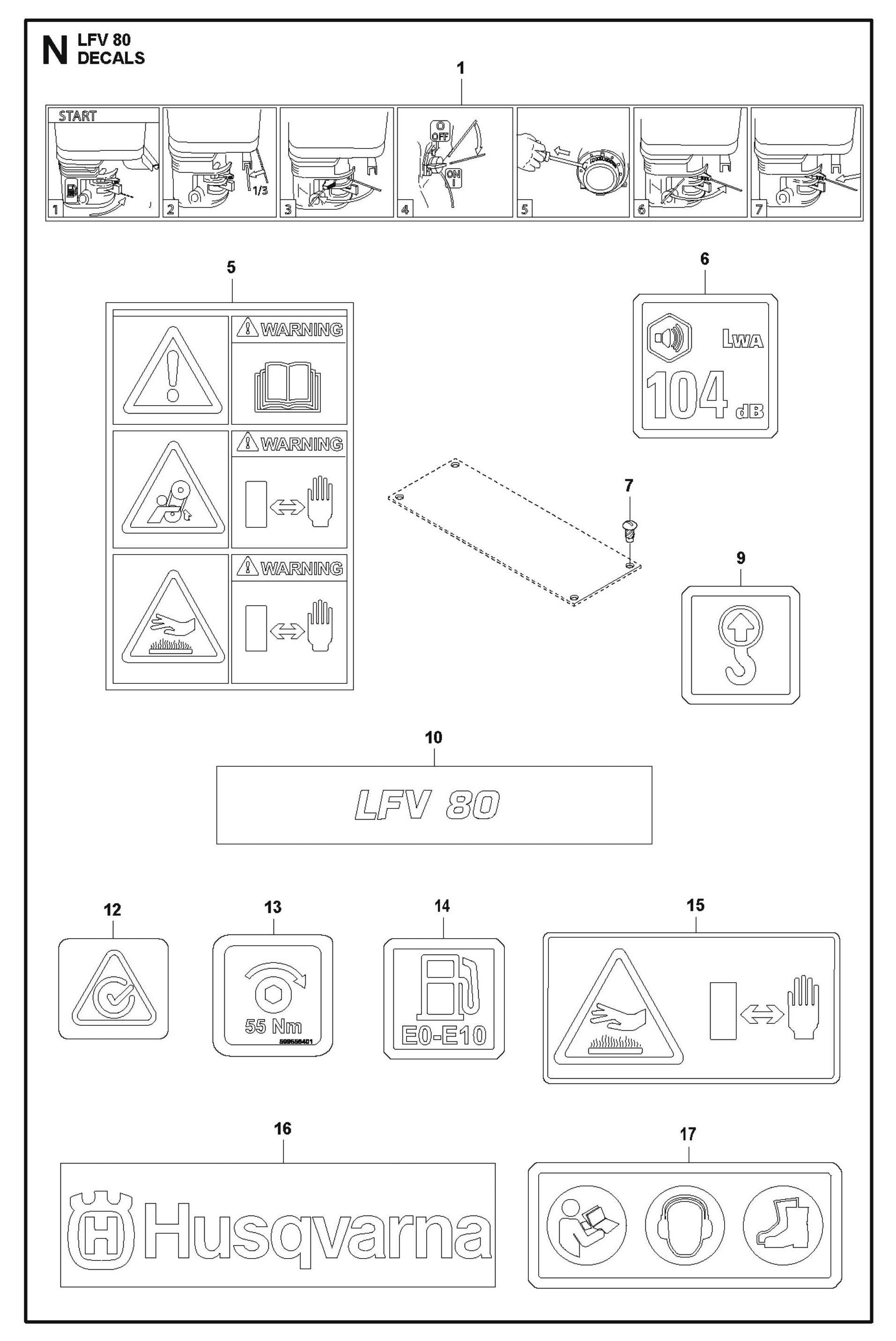 Decals Parts For LFV 80 By Husqvarna