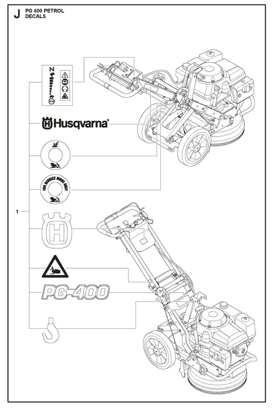Decals Parts For PG 400 Petrol By Husqvarna