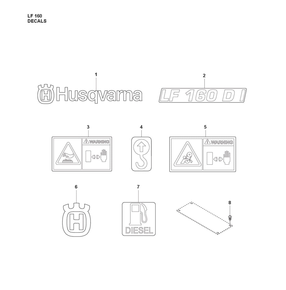 Decals Parts For LF 160 Diesel By Husqvarna