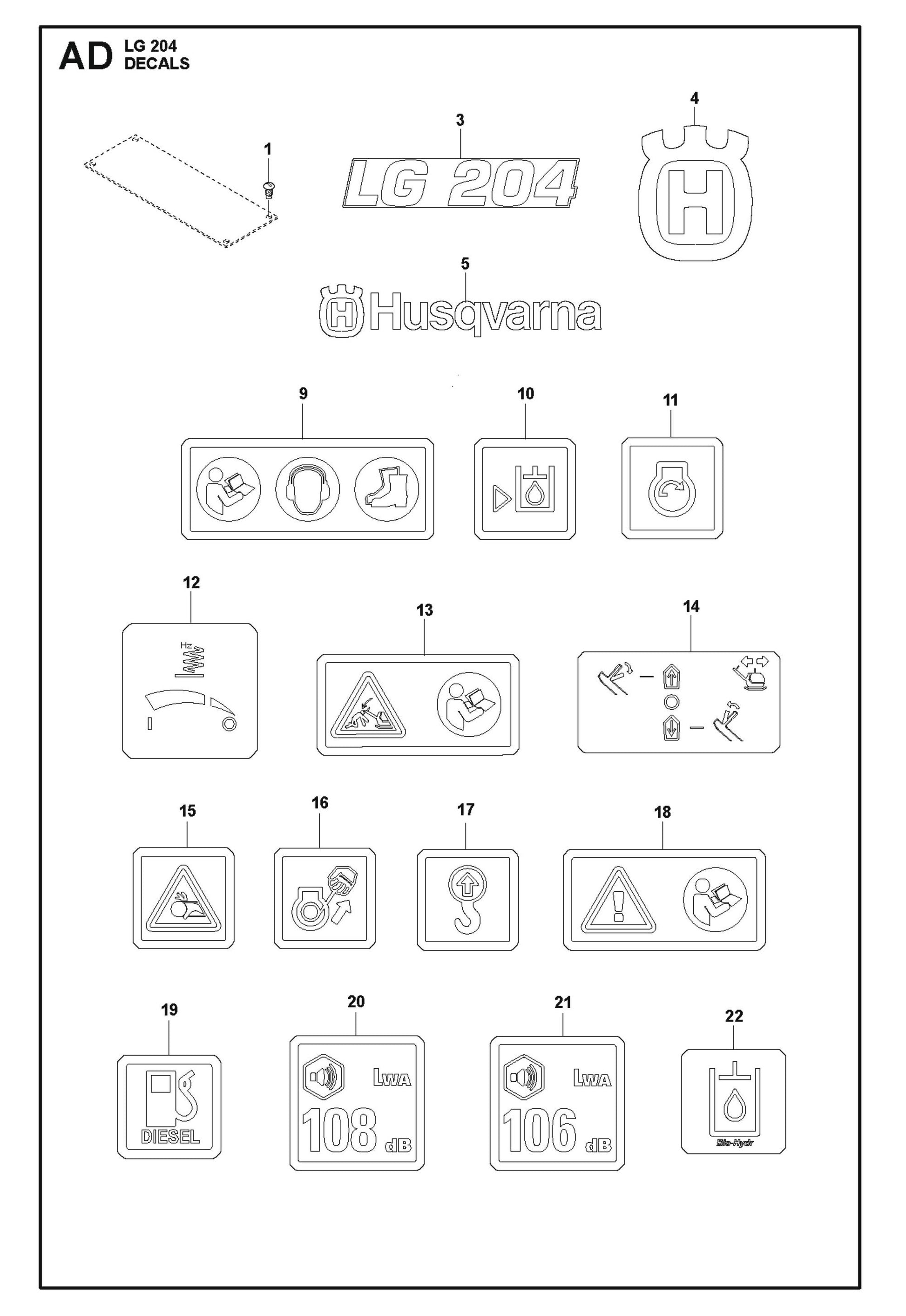 Decals Parts For LG 204 Petrol By Husqvarna