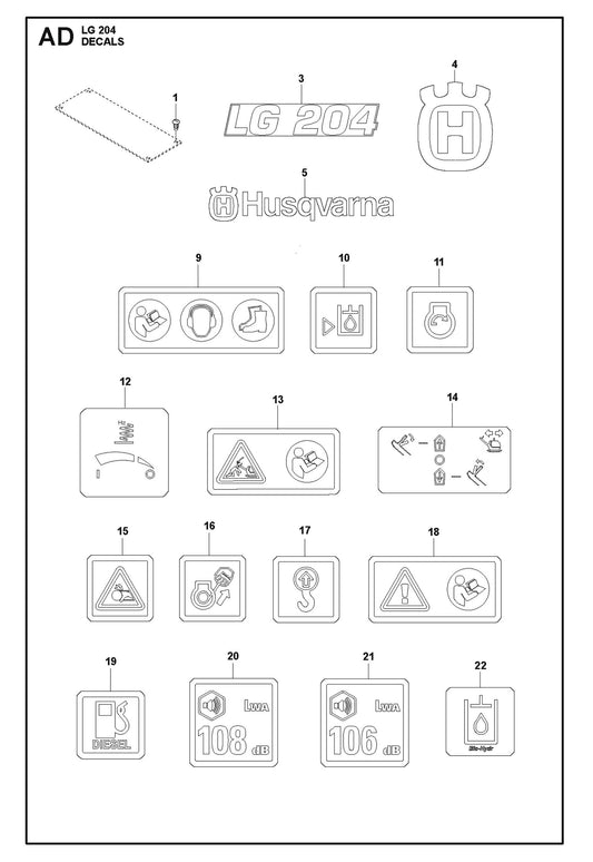 Decals Parts For LG 204 Petrol By Husqvarna