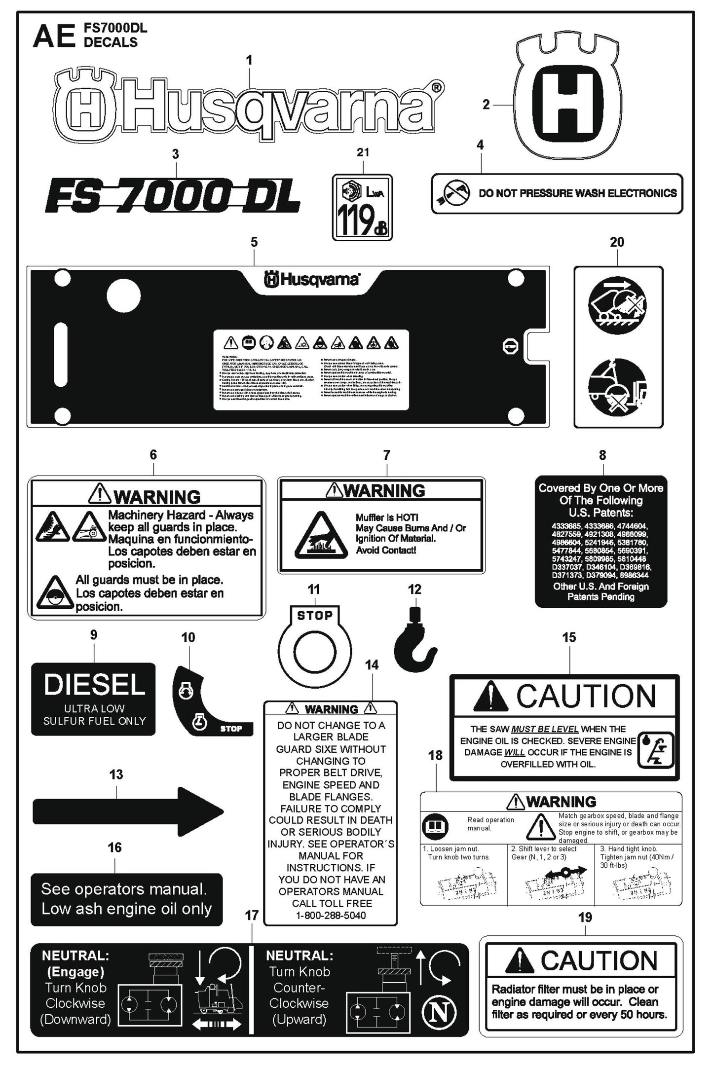 Decals Parts for FS7000 DL By Husqvarna
