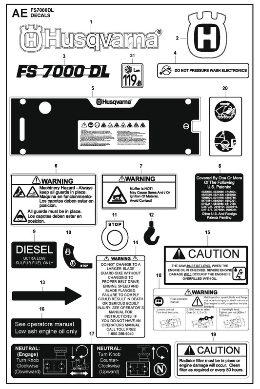Decals Parts for FS7000 DL By Husqvarna