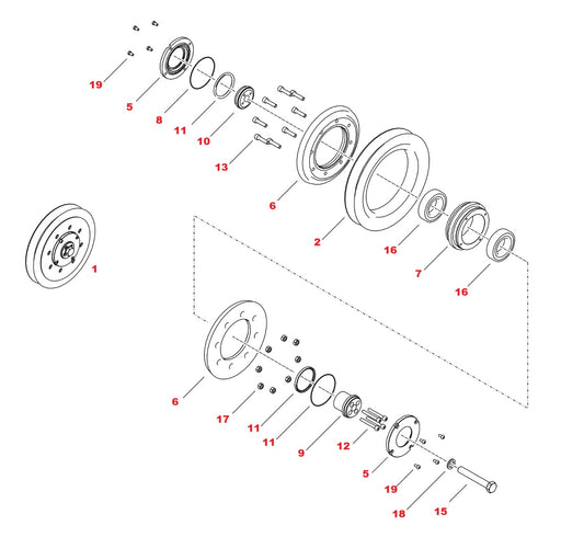 Hydrostress SB Deflection pulley 200 With Hole Assembly Parts