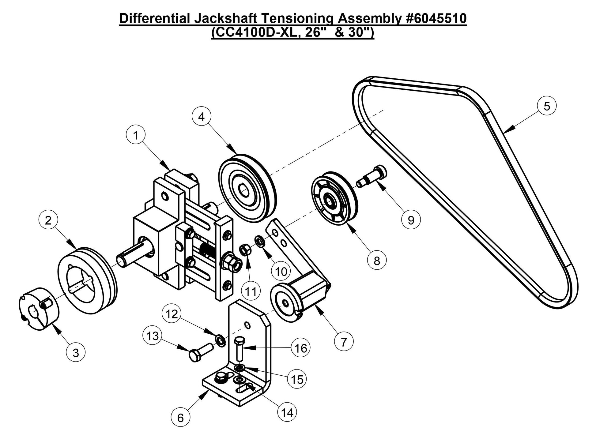 CC4144DXL Differential Jackshaft Tensioning Assembly (26'' and 30'')