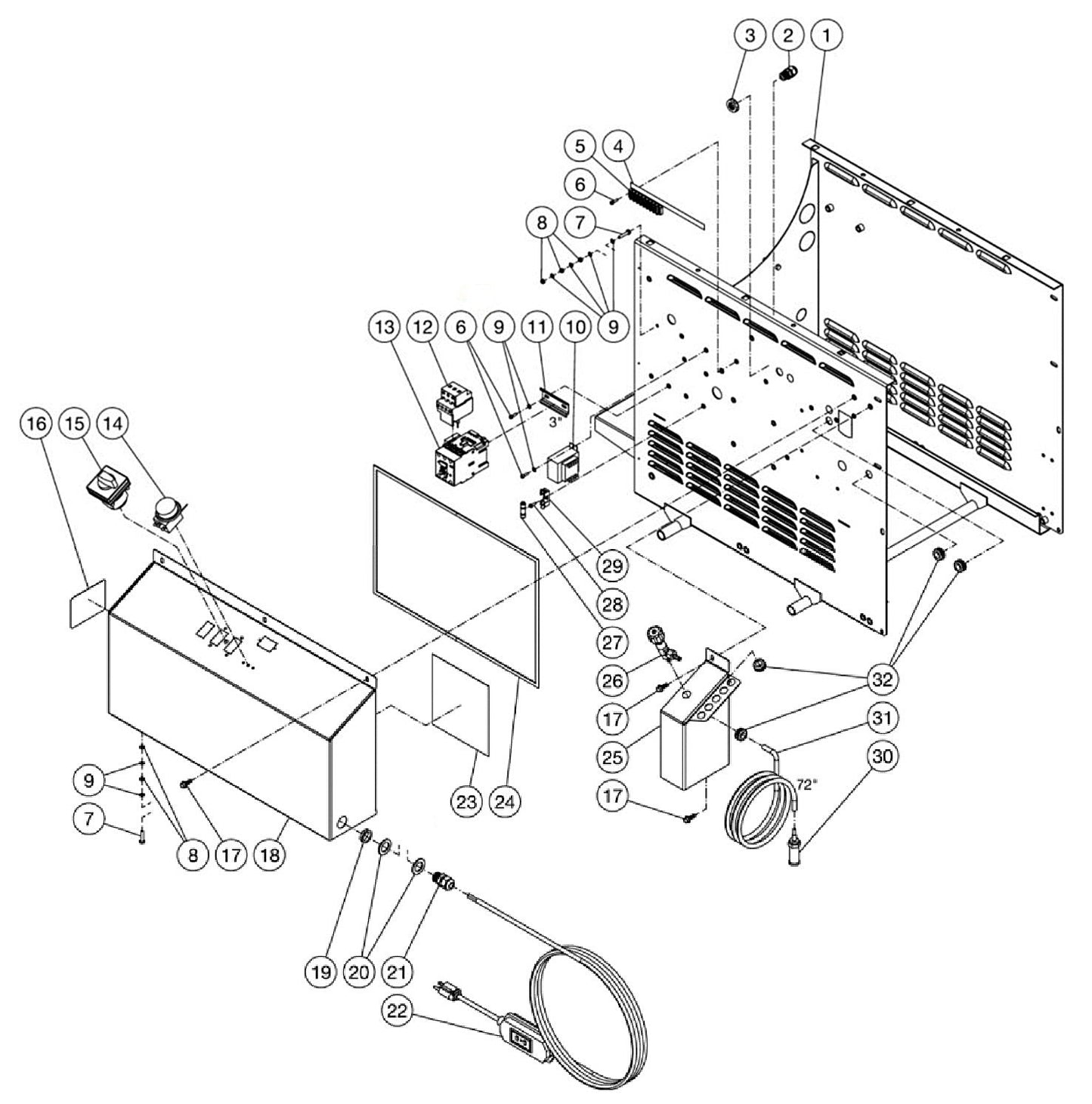HHB-1002-0E1A, HHB-1003-0E1A, HHB-1003-0E1A, HHB-1502-0E1A, HHB-2503-0E2A, HHB-303-0E1A (sn:0-15152417) Electric Box Assembly Parts By MiTM